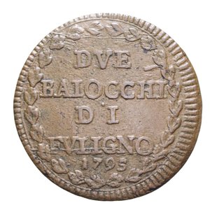 reverse: FOLIGNO PIO VI (1775-1799) 2 BAIOCCHI 1795 A. XXI CU 22,96 GR. BB+