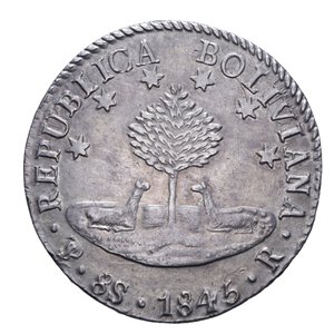 reverse: BOLIVIA REPUBBLICA 8 SOLES 1845 POTOSI AG. 26,98 GR. qSPL