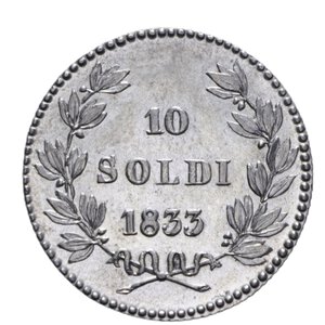 reverse: LUCCA CARLO LUDOVICO DI BORBONE (1824-1847) 10 SOLDI 1833 AG. NC 2,41 GR. FDC