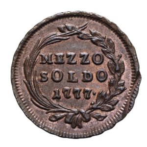 reverse: MILANO MARIA TERESA (1778-1780) MEZZO SOLDO 1777 CU 3,97 GR. qFDC/FDC ROSSO