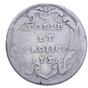 reverse: ROMA CLEMENTE XII (1730-1740) GROSSO 1736 AG. 1,19 GR. MB+