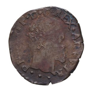 obverse: NAPOLI FILIPPO II (1554-1598) 3 CAVALLI SENZA SIGLE (1592) R CU 4,61 GR. BB
