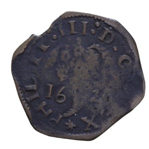 reverse: NAPOLI FILIPPO III (1598-1621) TORNESE 1620 R CU 4,13 GR. MB-BB