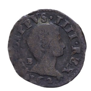 obverse: NAPOLI FILIPPO IV (1621-1665) 3 CAVALLI 1625 NC CU 2,10 GR. MB-BB