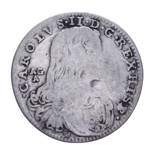 obverse: NAPOLI CARLO II (1665-1700) CARLINO 1687 R AG. 2,40 GR. MB+/qBB