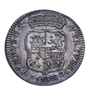 reverse: NAPOLI CARLO II (1665-1700) CARLINO 1688 AG. 2,56 GR. SPL/SPL+