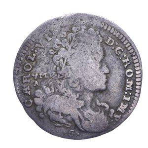 obverse: NAPOLI CARLO VI (1711-1734) CARLINO 1733 RR AG. 1,89 GR. qBB