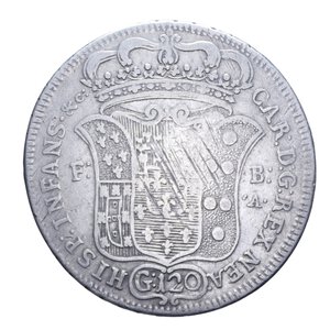 reverse: NAPOLI CARLO DI BORBONE (1734-1759) PIASTRA 120 GRANA 1736 SEBETO NC AG. 24,89 GR. qBB