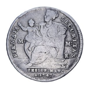 reverse: NAPOLI CARLO DI BORBONE (1734-1759) MEZZA PIASTRA 60 GRANA 1747 SECURITAS RR AG. 12,11 GR. MB-BB