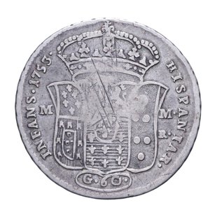 reverse: NAPOLI CARLO DI BORBONE (1734-1759) MEZZA PIASTRA 60 GRANA 1753 AG. 12,25 GR. qBB