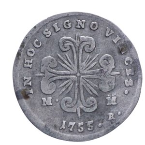 reverse: NAPOLI CARLO DI BORBONE (1734-1759) CARLINO 10 GRANA 1755 RR AG. 1,84 GR. MB-BB/qBB