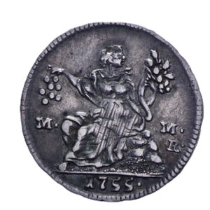 reverse: NAPOLI CARLO DI BORBONE (1734-1759) MEZZO CARLINO 5 GRANA 1755 R AG. 1,02 GR. BB+