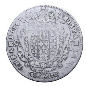 reverse: NAPOLI FERDINANDO IV (1759-1816) PIASTRA 120 GRANA 1767 2° TIPO R AG. 24,89 GR. MB-BB/qBB