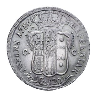 reverse: NAPOLI FERDINANDO IV (1759-1816) PIASTRA 120 GRANA 1786 6° TIPO AG. 27,10 GR. BB+