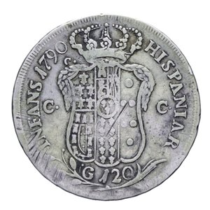 reverse: NAPOLI FERDINANDO IV (1759-1816) PIASTRA 120 GRANA 1790 6° TIPO NC AG. 26,91 GR. qBB/BB