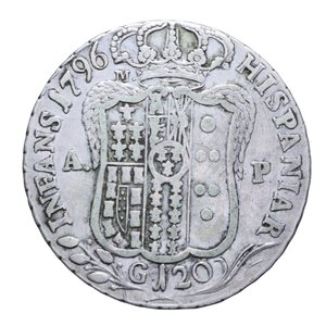 reverse: NAPOLI FERDINANDO IV (1759-1816) PIASTRA 120 GRANA 1796 9° TIPO AG. 27,32 GR. BB