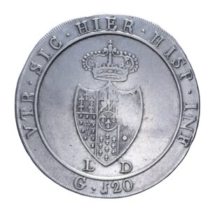 reverse: NAPOLI FERDINANDO IV (1759-1816) PIASTRA 120 GRANA 1805 16° TIPO NC AG. 27,40 GR. qBB(TRACCE DI PULIZIA)