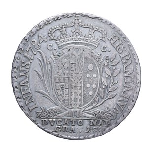 reverse: NAPOLI FERDINANDO IV (1759-1816) DUCATO 100 GRANA 1784 RR AG. 22,53 GR. qBB/BB (APPICCAGNOLO RIMOSSO)