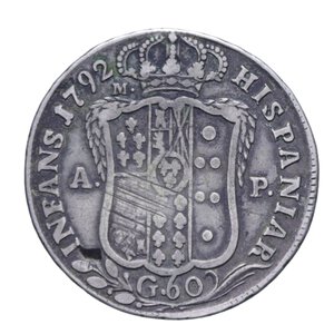 reverse: NAPOLI FERDINANDO IV (1759-1816) MEZZA PIASTRA 60 GRANA 1792 5° TIPO NC AG. 13,41 GR. MB-BB/BB