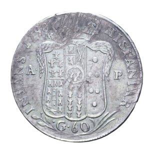 reverse: NAPOLI FERDINANDO IV (1759-1816) MEZZA PIASTRA 60 GRANA 1798 6° TIPO AG. 13,59 GR. BB/BB-SPL