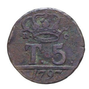 reverse: NAPOLI FERDINANDO IV (1759-1816) 5 TORNESI 1797 1° TIPO CU 13,73 GR. BB