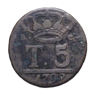 reverse: NAPOLI FERDINANDO IV (1759-1816) 5 TORNESI 1798 1° TIPO CU 10,81 GR. qBB