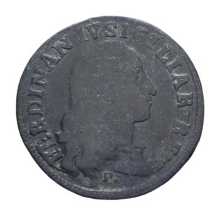 obverse: NAPOLI FERDINANDO IV (1759-1816) GRANO 12 CAVALLI 1791 CU 6,12 GR. qBB/BB