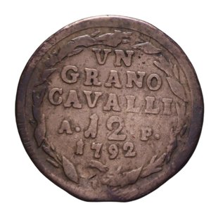 reverse: NAPOLI FERDINANDO IV (1759-1816) GRANO 12 CAVALLI 1792 CU 5,82 GR. MB/MB-BB