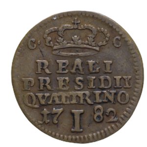 reverse: NAPOLI FERDINANDO IV REALI PRESIDI DELLA TOSCANA (1759-1816) QUATTRINO 1782 R CU 1,42 GR. qBB/BB