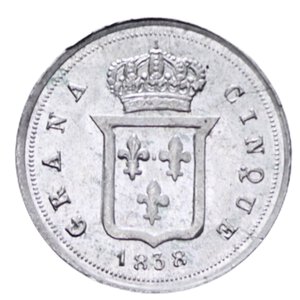 reverse: REGNO DELLE DUE SICILIE FERDINANDO II (1830-1859) 1/2 CARLINO 5 GRANA 1838 AG. 1,16 GR. FDC