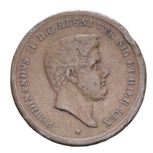 obverse: REGNO DELLE DUE SICILIE FERDINANDO II (1830-1859) 10 TORNESI 1849 R CU 30,78 GR. qBB(COLPI)