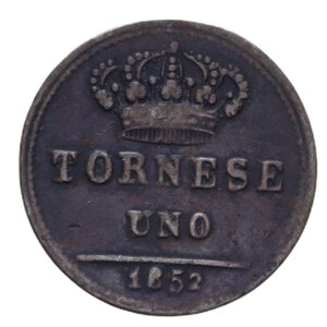 reverse: REGNO DELLE DUE SICILIE FERDINANDO II (19830-1859) TORNESE 1852 CU 2,76 GR. qBB/BB