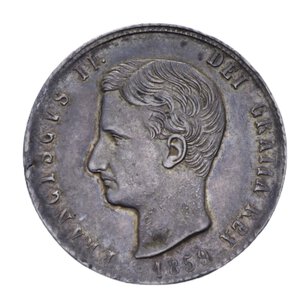 obverse: REGNO DELLE DUE SICILIE FRANCESCO II (1830-1859) TARI  20 GRANA 1859 AG. 4,54 GR. BB-SPL