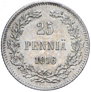 reverse: FINLANDIA NICOLA II 25 PENNIA 1916 AG. 1,27 GR. SPL