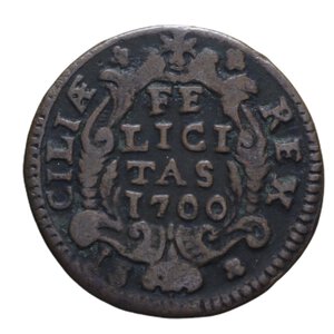 reverse: REGNO DI SICILIA PALERMO CARLO II (1665-1700) GRANO 1700 CU 4,97 GR. qBB/BB