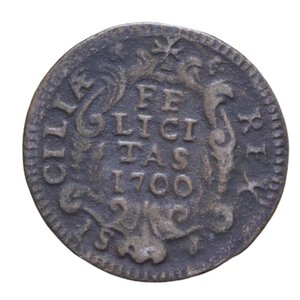 reverse: REGNO DI SICILIA PALERMO CARLO II (1665-1700) GRANO 1700 CU 4,40 GR. BB