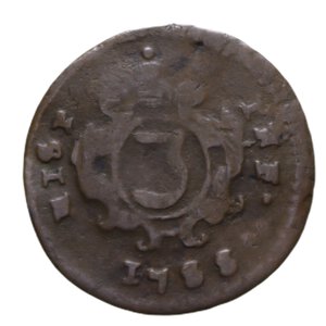 reverse: REGNO DI SICILIA CARLO DI BORBONE (1734-1759) 1/2 GRANO 1755 2° TIPO NC CU 1,73GR. MB-BB