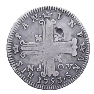 reverse: REGNO DI SICILIA FERDINANDO III (1759-1816) 6 TARI  1793 1° TIPO RR AG. 13,31 GR. MB-BB