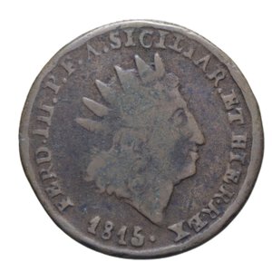 obverse: REGNO DI SICILIA FERDINANDO III (1759-1816) 2 GRANI 1815 4° TIPO CU 5,75 GR. qBB