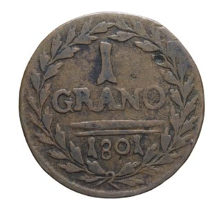 reverse: REGNO DI SICILIA FERDINANDO III (1759-1816) GRANO 1801 2° TIPO NC CU 3,08 GR. qBB