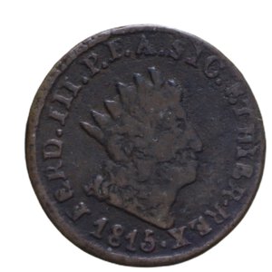 obverse: REGNO DI SICILIA FERDINANDO III (1759-1816) GRANO 1815 3° TIPO CU 3,50 GR. qBB