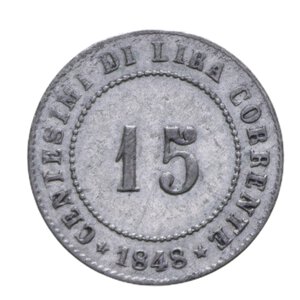 reverse: GOVERNO PROVVISORIO DI VENEZIA (1848-1849) 15 CENTESIMI 1848 MI 1,63 GR. BB-SPL