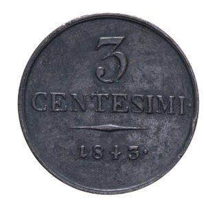 reverse: LOMBARDO VENETO FERDINANDO I (1835-1848) 3 CENT. 1843 VENEZIA CU 5,35 GR. BB