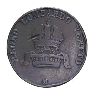 obverse: LOMBARDO VENETO FRANCESCO GIUSEPPE I (1848-1866) 10 CENT. 1849 MILANO R CU 17,38 GR. MB-BB