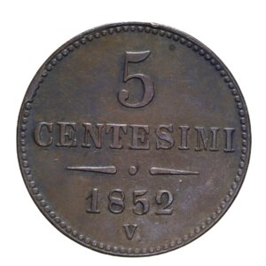 reverse: LOMBARDO VENETO FRANCESCO GIUSEPPE I (1848-1866) 5 CENT. 1852 VENEZIA NC CU 5,78 GR. BB+
