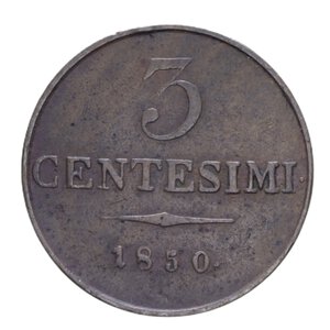 reverse: LOMBARDO VENETO FRANCESCO GIUSEPPE I (1848-1866) 3 CENT. 1850 MILANO R CU 5,08 GR. BB+