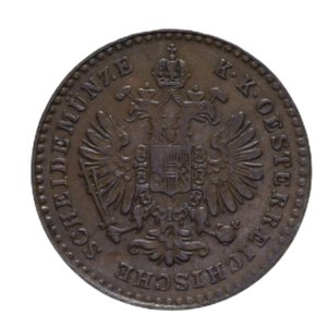obverse: LOMBARDO VENETO FRANCESCO GIUSEPPE I (1848-1866) 1/2 KREUZER 1859 MILANO CU 1,60 GR. SPL