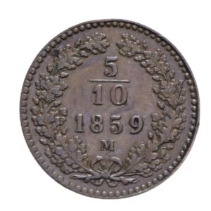 reverse: LOMBARDO VENETO FRANCESCO GIUSEPPE I (1848-1866) 1/2 KREUZER 1859 MILANO CU 1,60 GR. SPL
