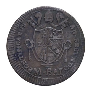 reverse: STATO PONTIFICIO PIO VII (1800-1823) 1/2 BAIOCCO 1802 CU 6,48 GR. BB