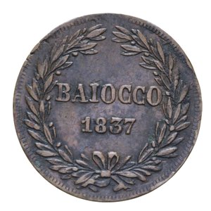 reverse: STATO PONTIFICIO GREGORIO XVI (1831-1846) 1 BAIOCCO 1837 ROMA A. VII CU 9,28 GR. BB